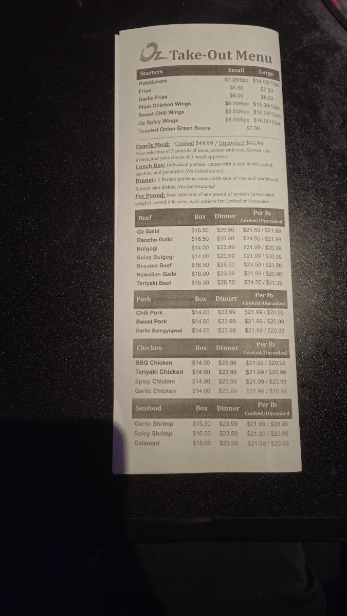 Oz Korean BBQ - Elk Grove Menu - Image 6